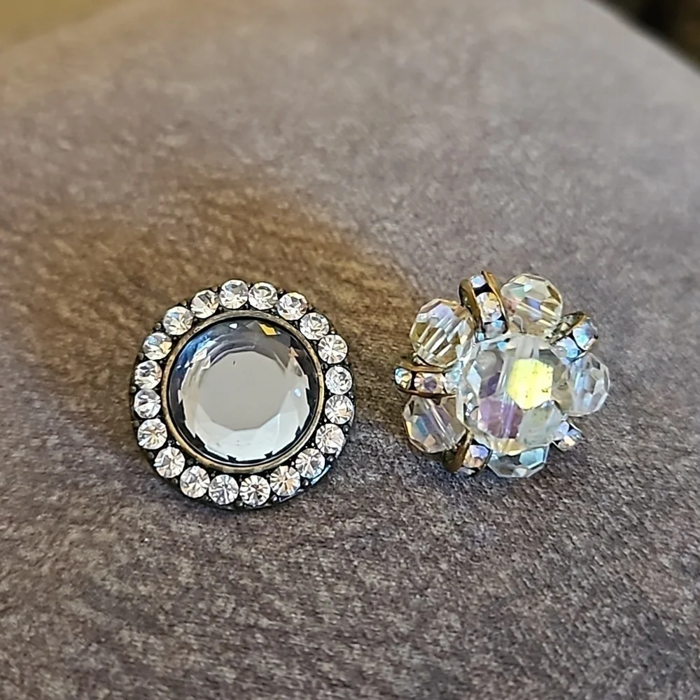 Vintage Mismatched Aurora Borealis Beaded Post Earrings
